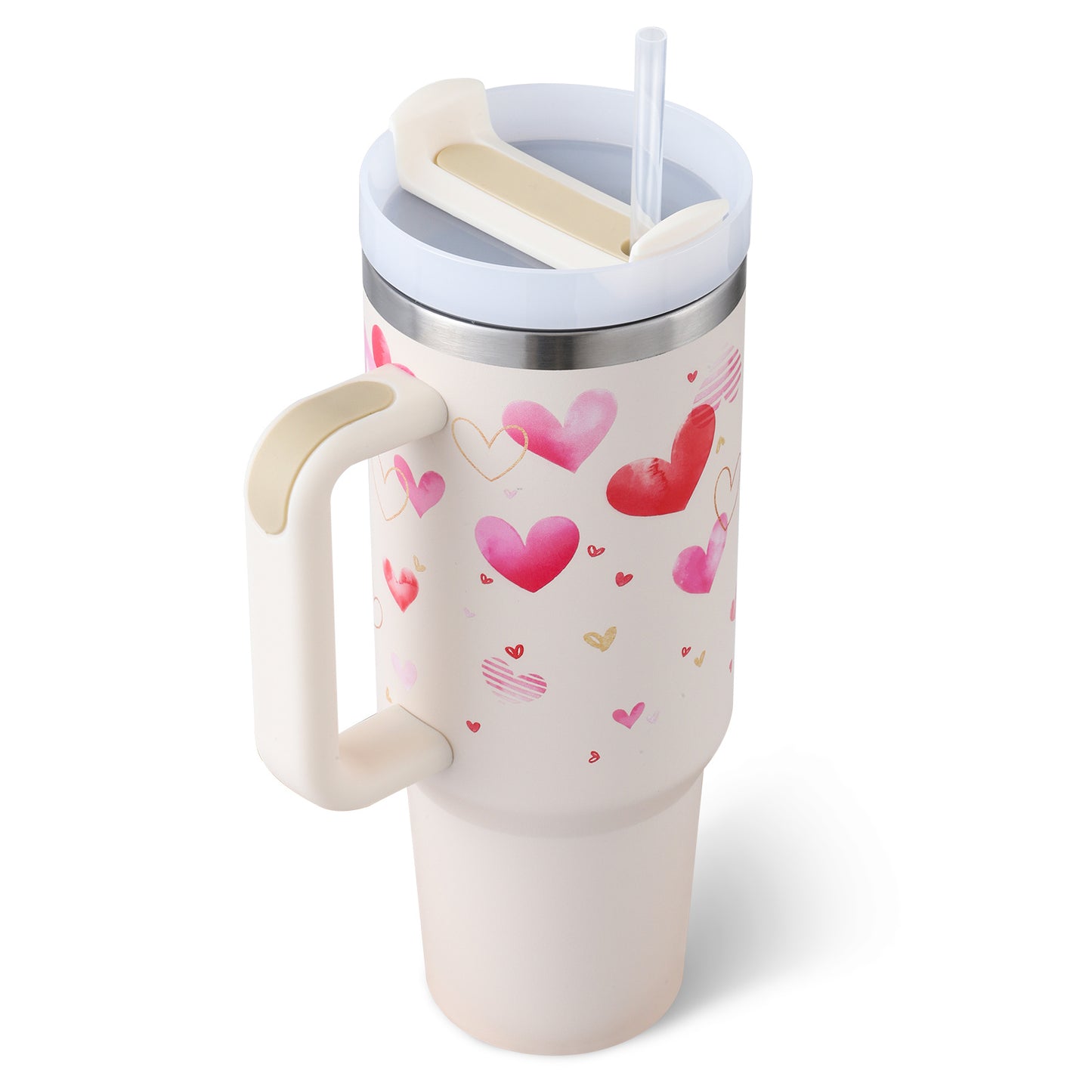 Stainless Steel Tumbler With Handle Straw Insulated