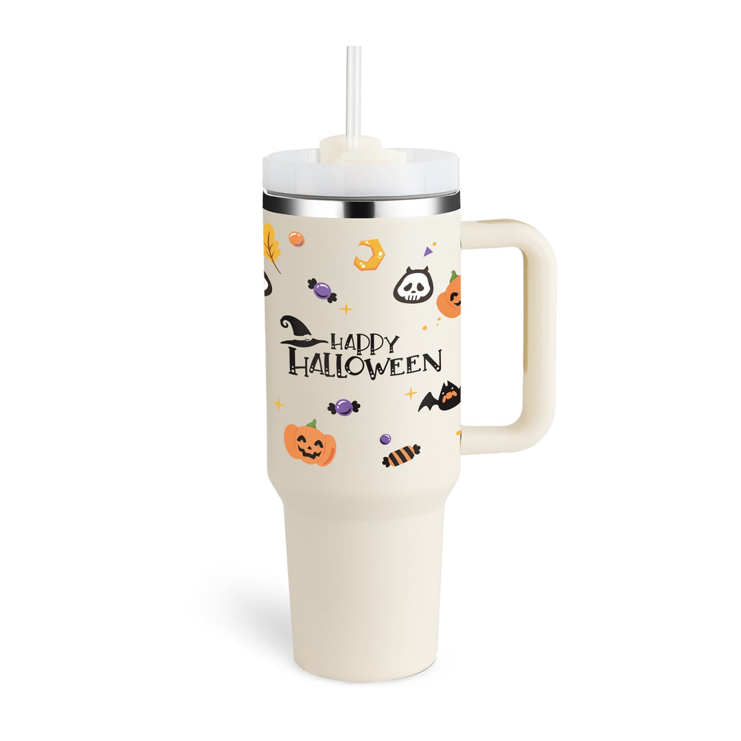 Stainless Steel Tumbler With Handle Straw Insulated