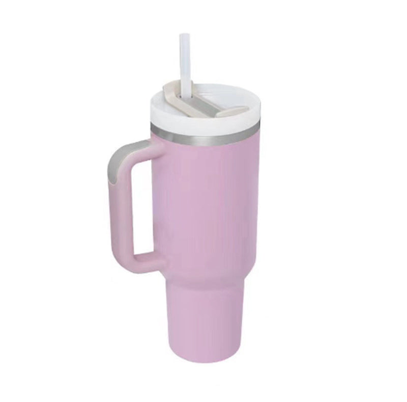 Stainless Steel Tumbler With Handle Straw Insulated