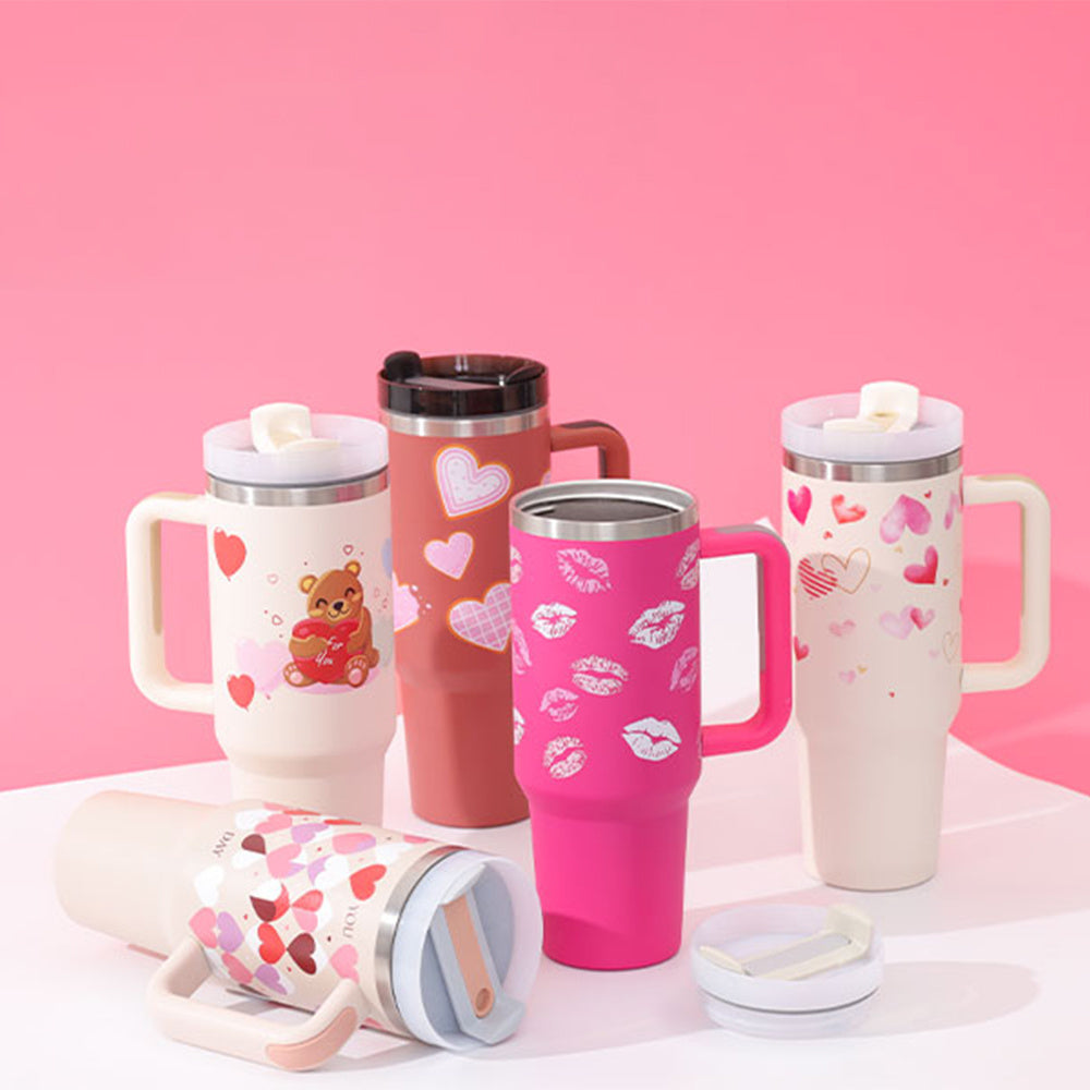 Stainless Steel Tumbler With Handle Straw Insulated